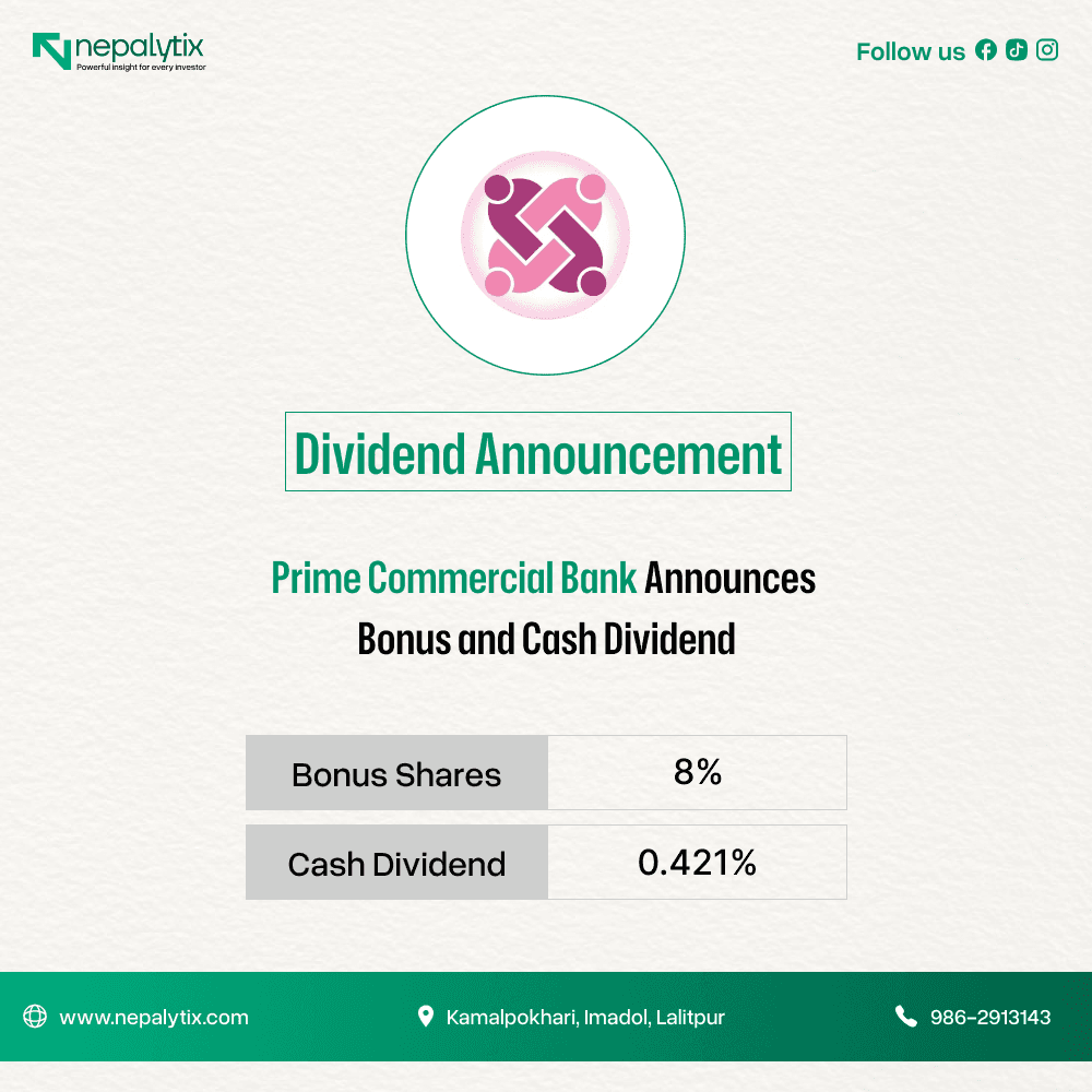 Prime Commercial Bank Announces Bonus and Cash Dividend