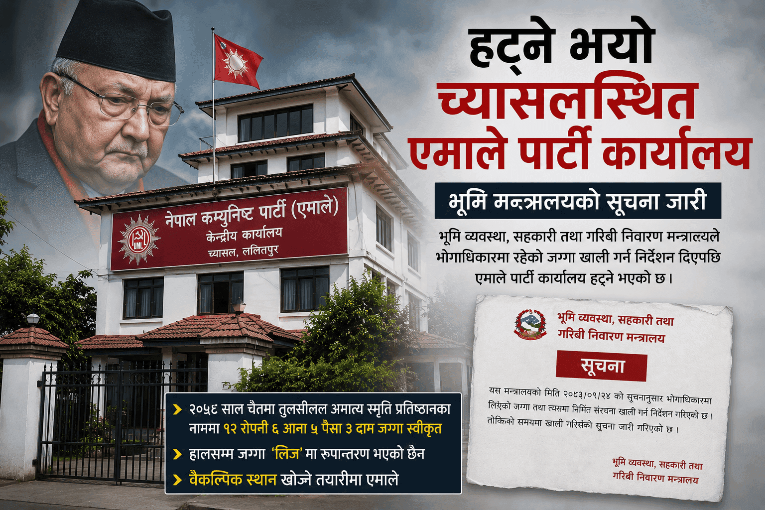 UML Party Office at Chyasal Set to Be Vacated Following Government Notice