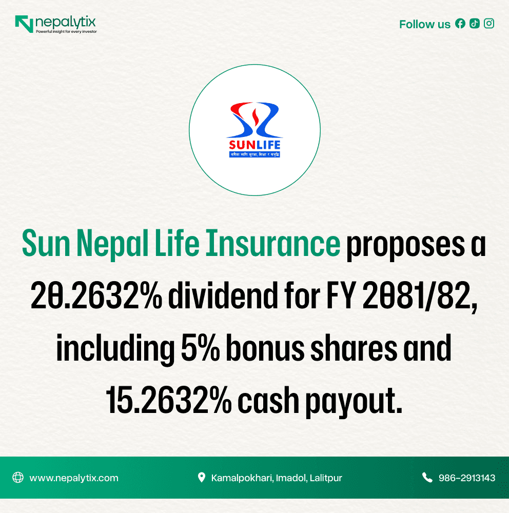 Sun Nepal Life Insurance Proposes 20.2632% Dividend for FY 2081/82