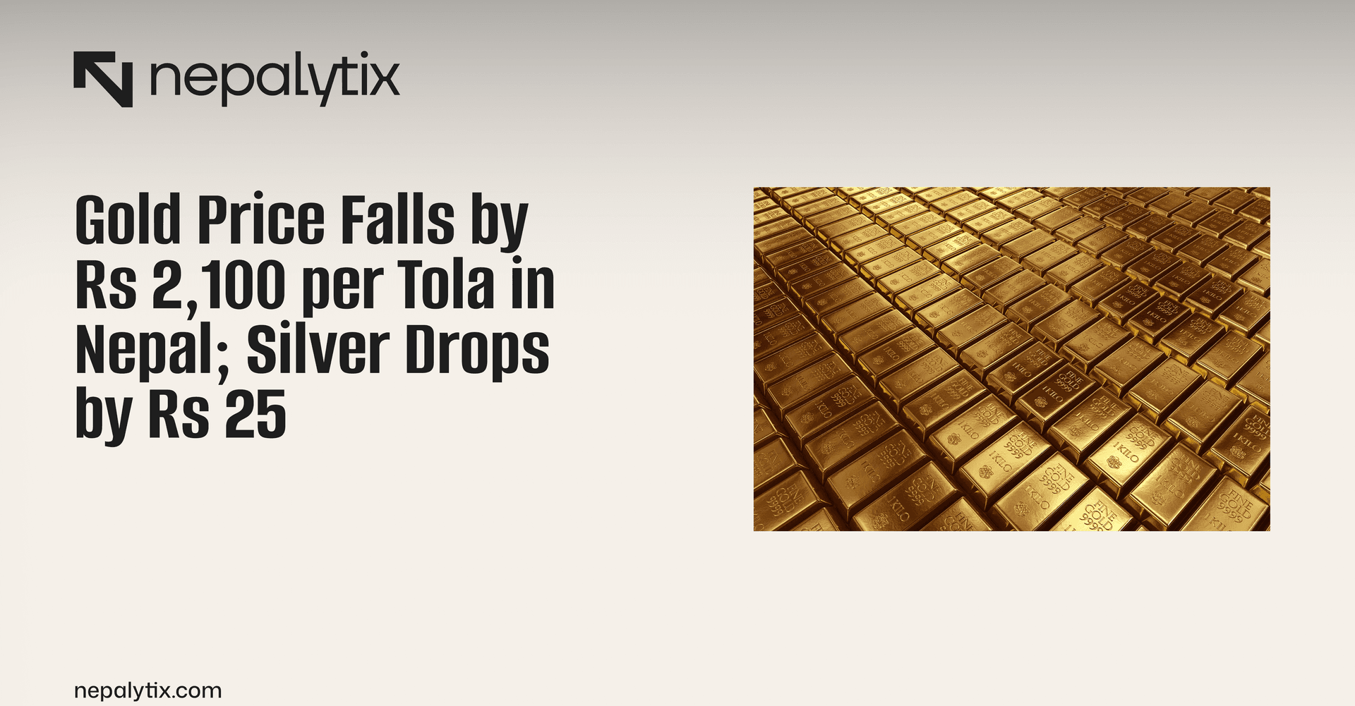 Gold Price Falls by Rs 2,100 per Tola in Nepal; Silver Drops by Rs 25