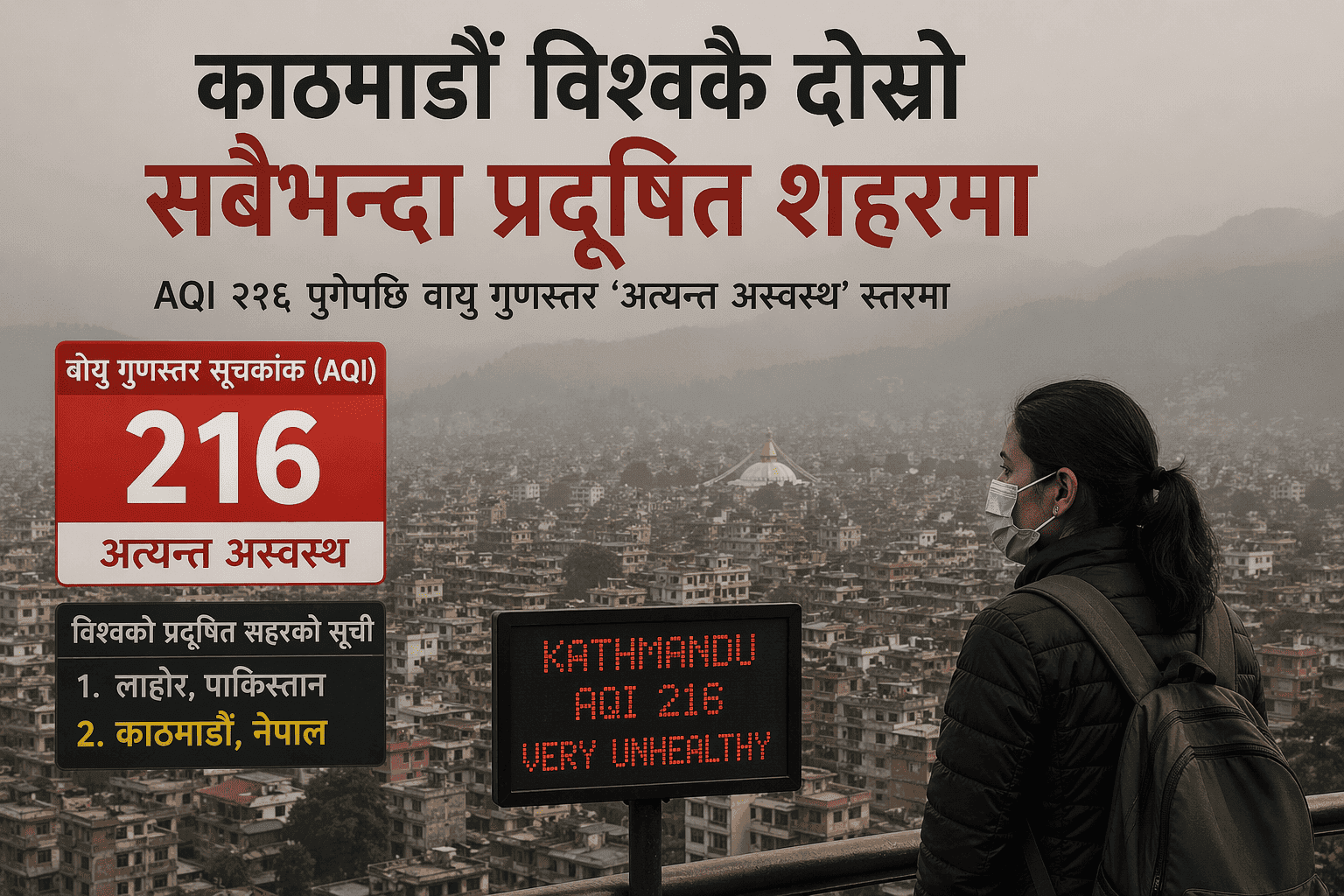 Kathmandu Air Quality Dips to Dangerous Levels, Ranks Second Most Polluted City Globally