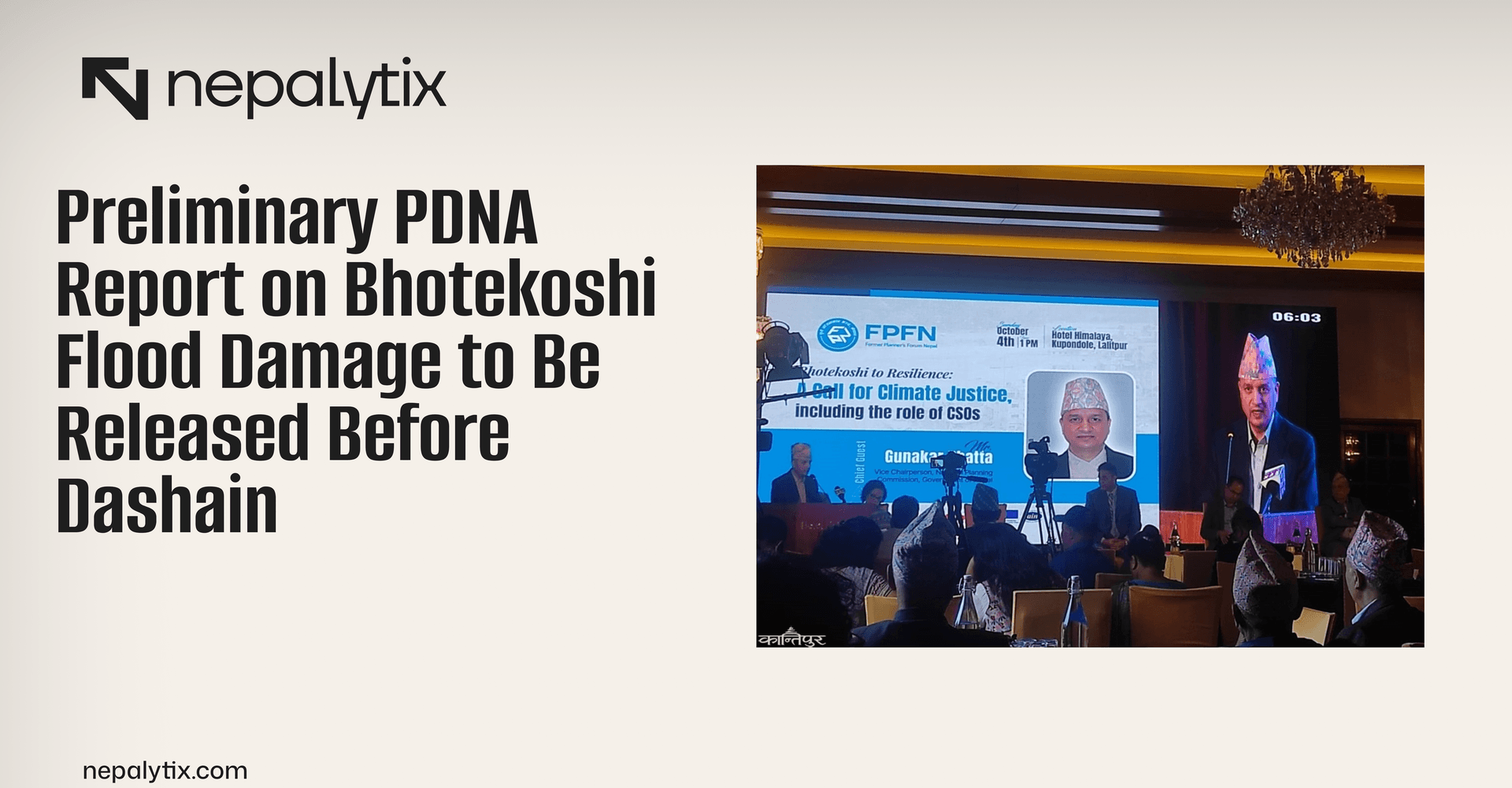 Preliminary PDNA Report on Bhotekoshi Flood Damage to Be Released Before Dashain