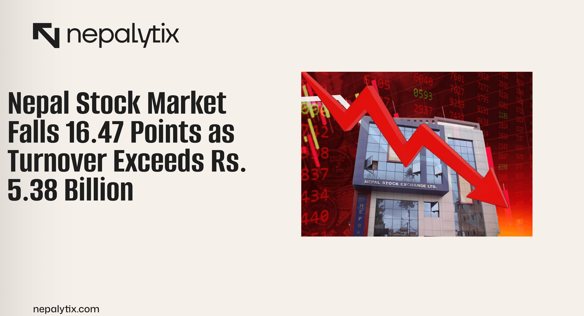 Nepal Stock Market Falls 16.47 Points as Turnover Exceeds Rs. 5.38 Billion