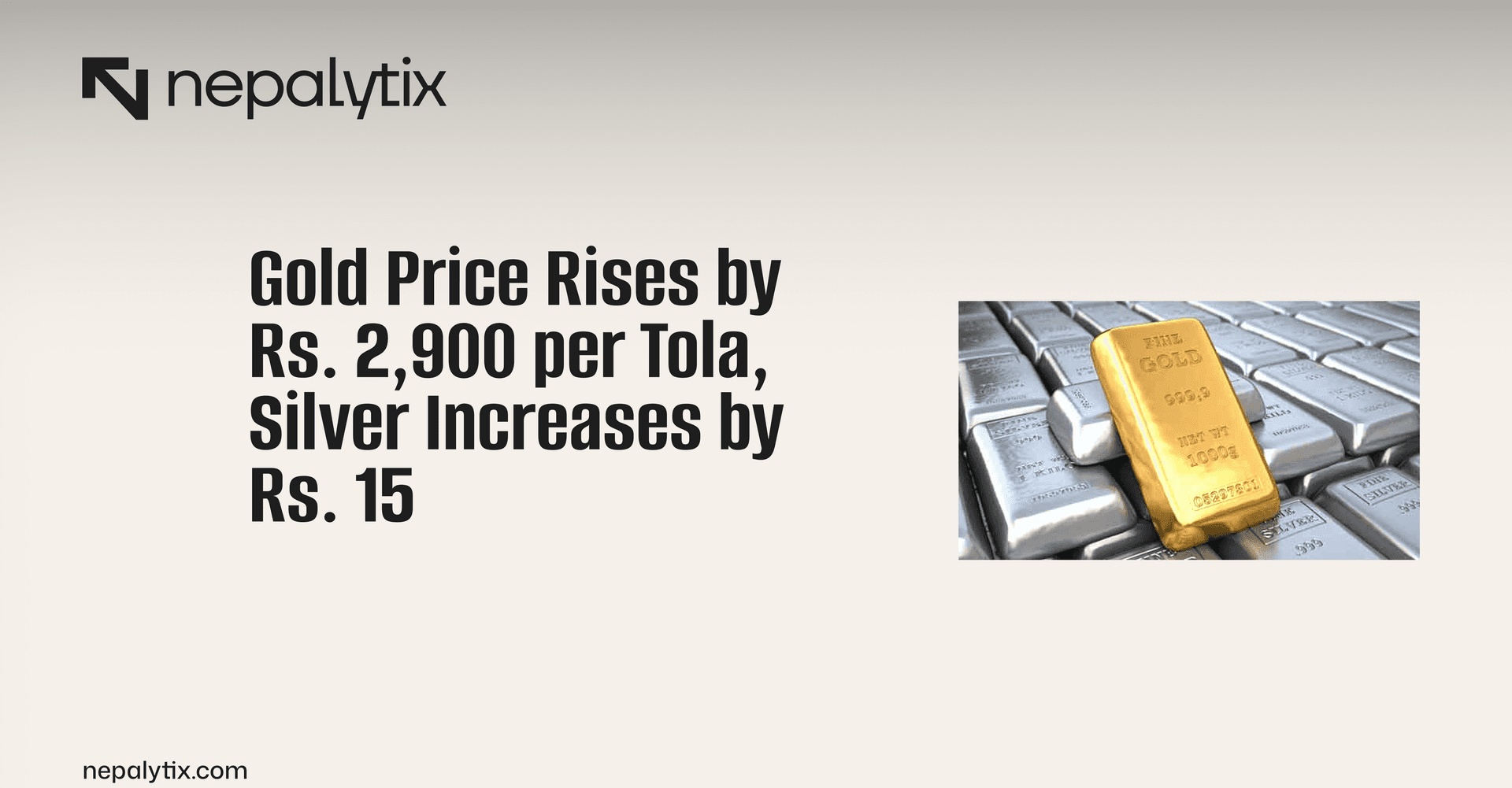 Gold Price Rises by Rs. 2,900 per Tola, Silver Increases by Rs. 15