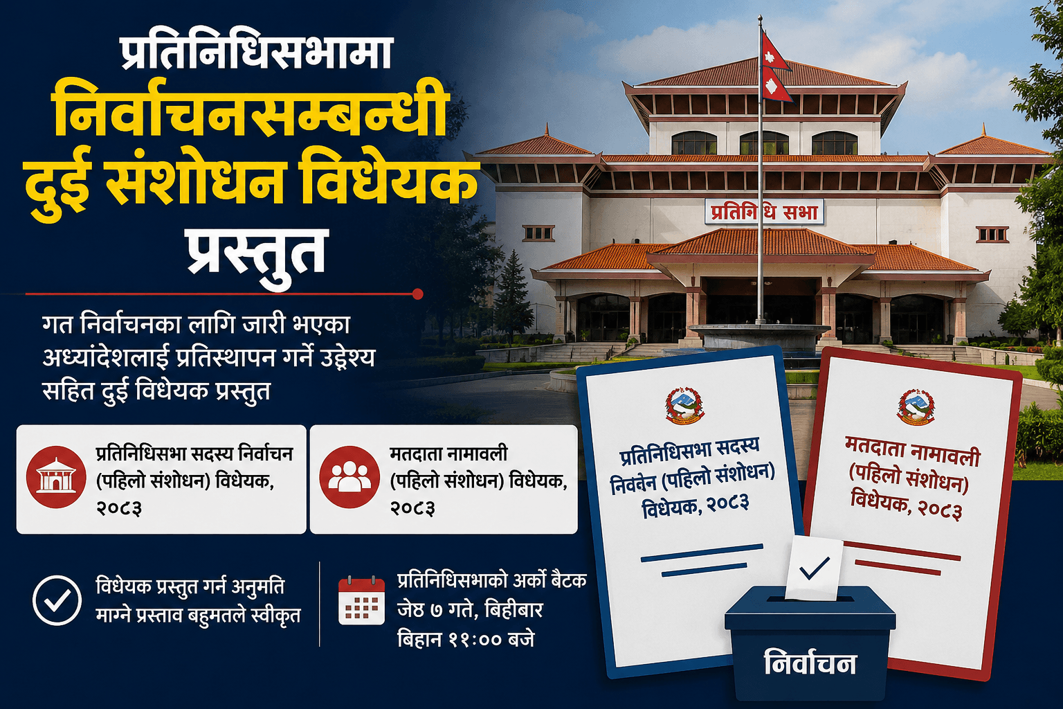 Two Election Amendment Bills Presented in House of Representatives to Replace Ordinances