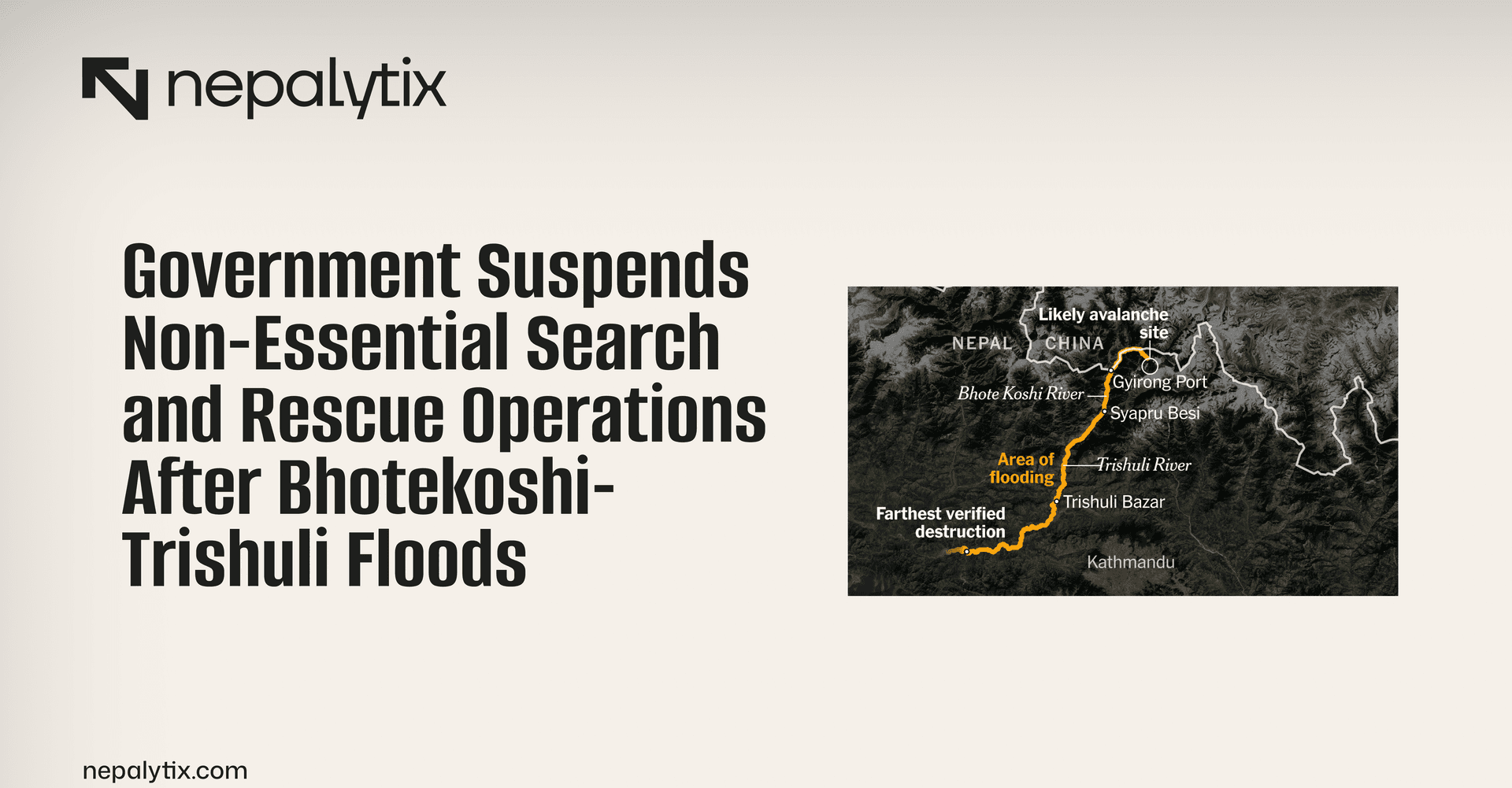 Government Suspends Non-Essential Search and Rescue Operations After Bhotekoshi-Trishuli Floods